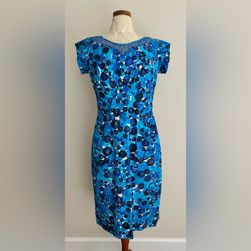 VINTAGE 1960's Handmade Blue Dinner Dress Size 8